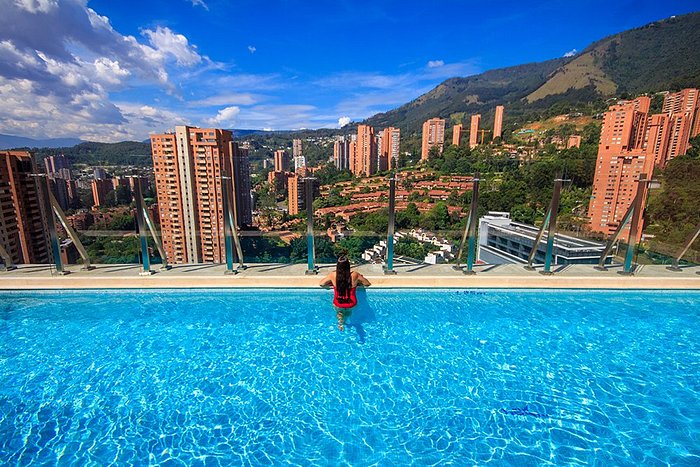 Rooftop pool view at Novotel Medellín